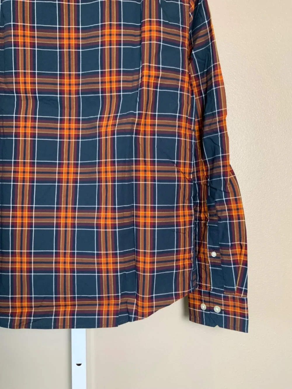 Banana Republic Untucked Slim Fit Plaid Button Down Oxford Shirt